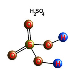 Молекулы сернокислой соли серной кислоты.
